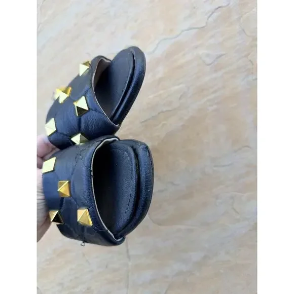 Valentino Garavani Roman Stud Matelasse Slide Sandals Black 40 - Picture 6 of 8